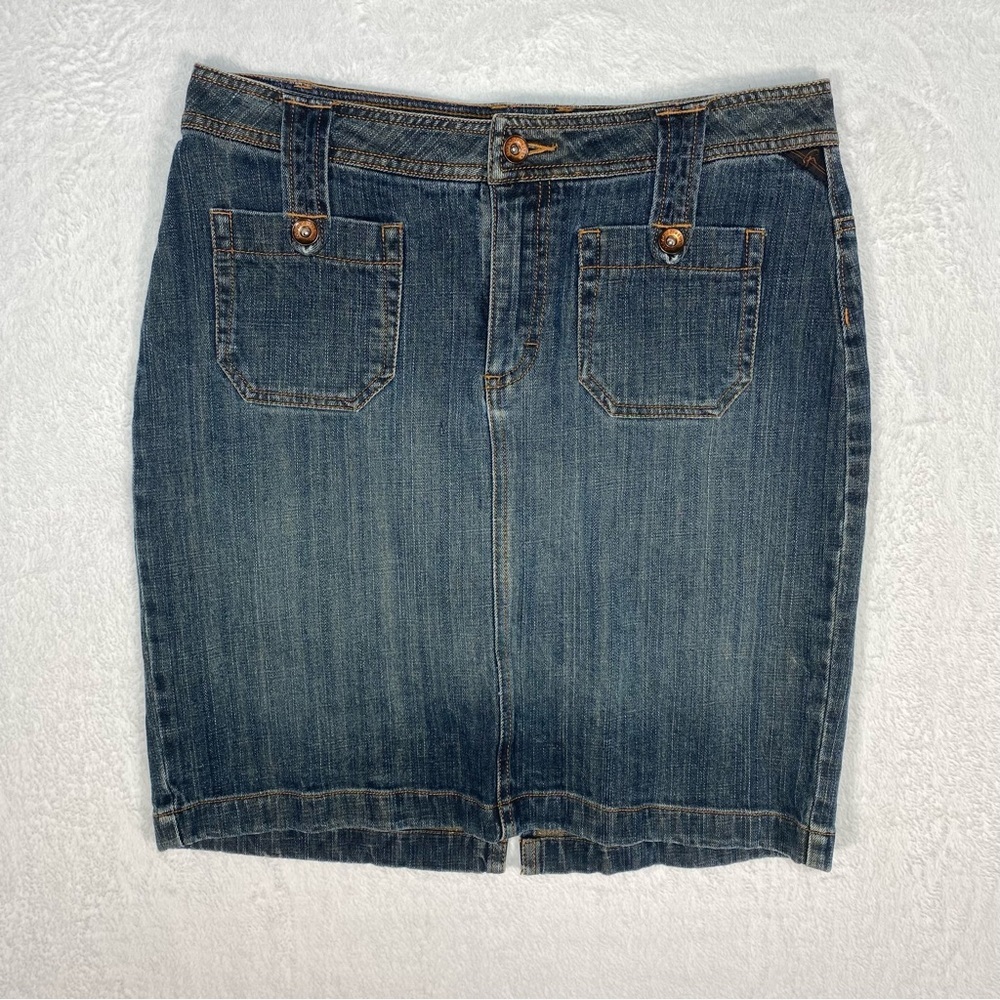 Lee Riders Copper Collection Skirt Womens 5/6 M Dark Denim Mini‎ Slit Y2K Preppy